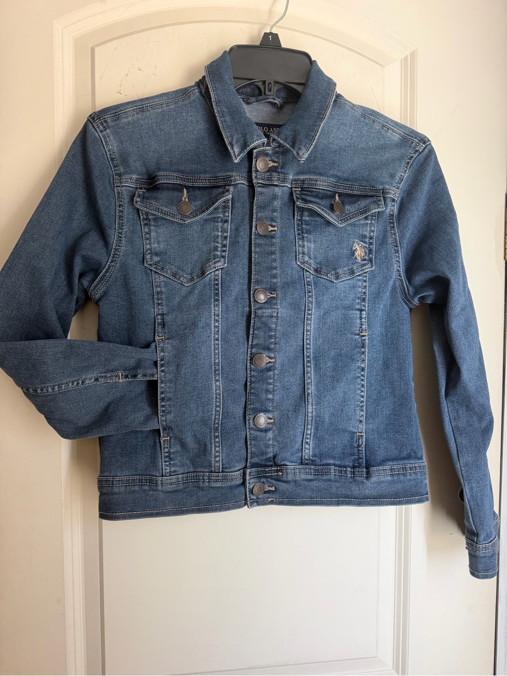 U.S. Polo Assn. Girls Blue Denim Jacket L(10/12) western casual Y2K stretch boho